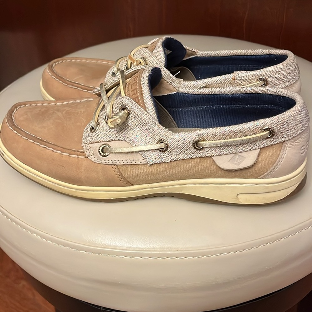 Sperry Size 7 Top-Sider Rosefish Women's Sparkle Boat Shoes Tan